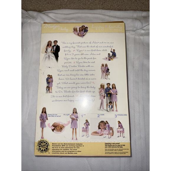 NIB Barbie Midge & Baby Happy Family Pregnant Mom Crib Table  NEW NIB 2002 Barbie Midge & Baby – Happy Family Mom & Baby Set